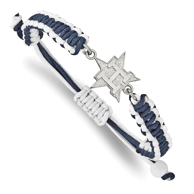 Stainless Steel MLB LogoArt Houston Astros Adjustable Cord Bracelet