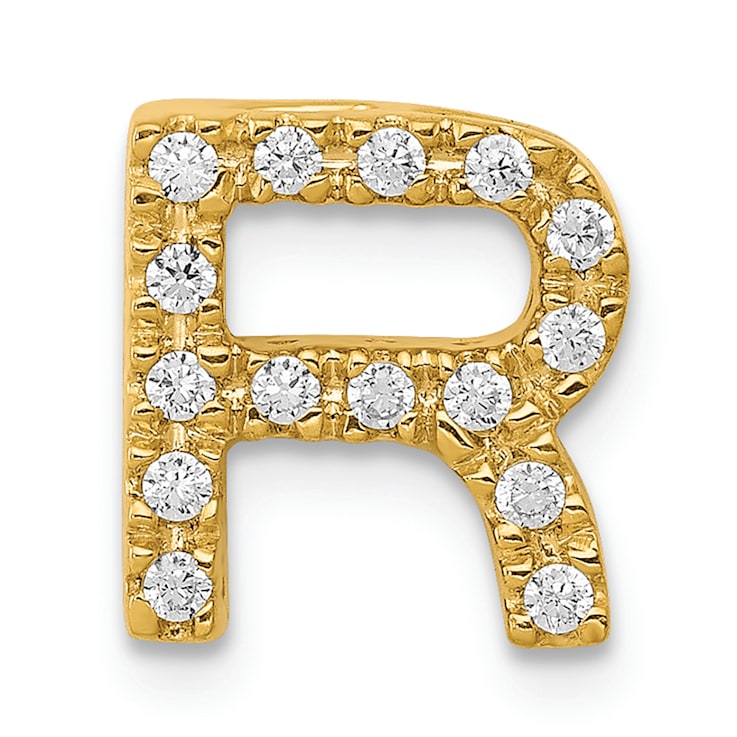 14K Yellow Gold Diamond Letter R Initial Charm