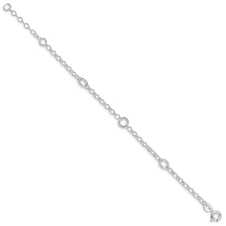 Sterling Silver Polished Fancy Rolo Chain Children's Bracelet