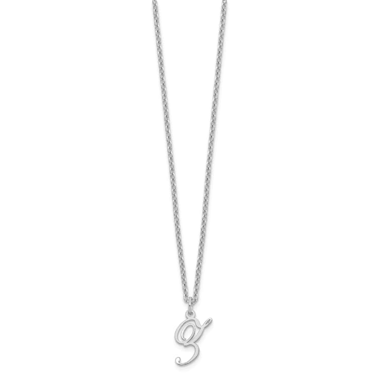 Rhodium Over Sterling Silver Letter Z  Initial Necklace