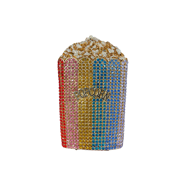 Gold Tone Multi Crystal Popcorn Clutch