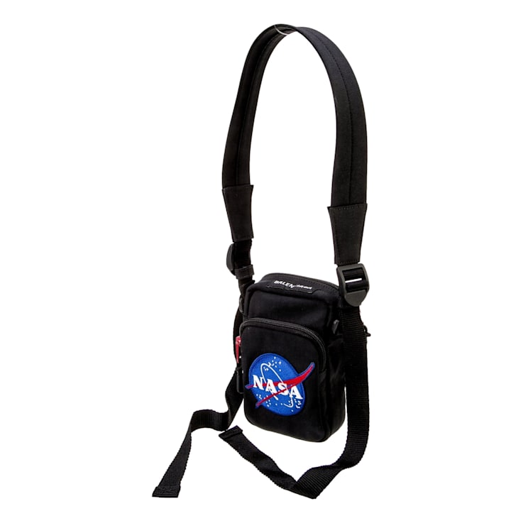 Balenciaga Nasa Logo Phone Holder Crossbody Bag Black Recycled Nylon 1B9MSA
