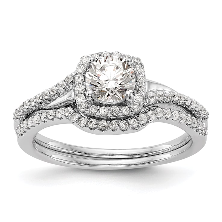 Rhodium Over 14K White Gold Lab Grown Diamond Complete Cushion Halo
Engagement Ring 0.70ctw