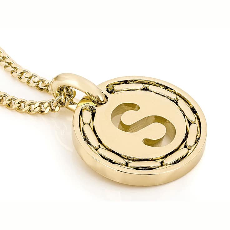 Cardano Initial S Pendant Necklace In 18K Gold Over Bronze