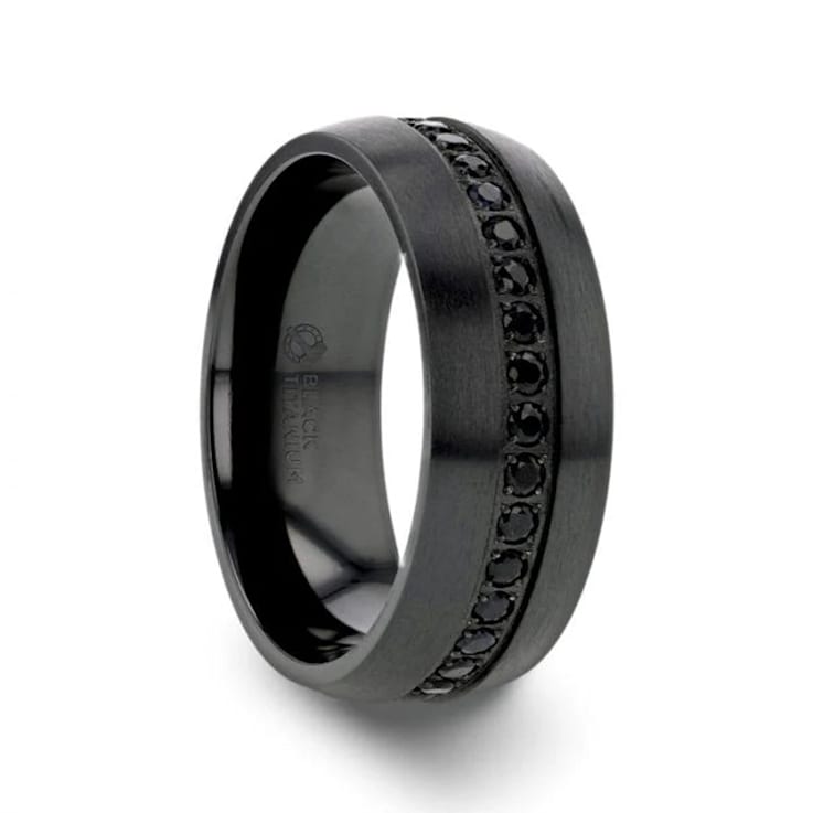 TALON Black Titanium Ring with Black Sapphires 8mm
