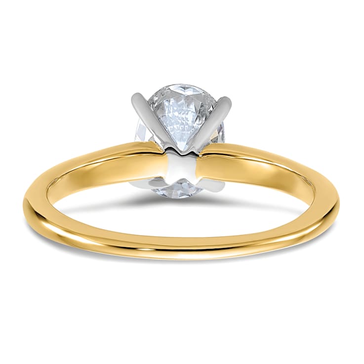 14K Yellow Gold With White Gold Accents 1 1/2 ct. G H I True Light Oval
Moissanite Solitaire Ring