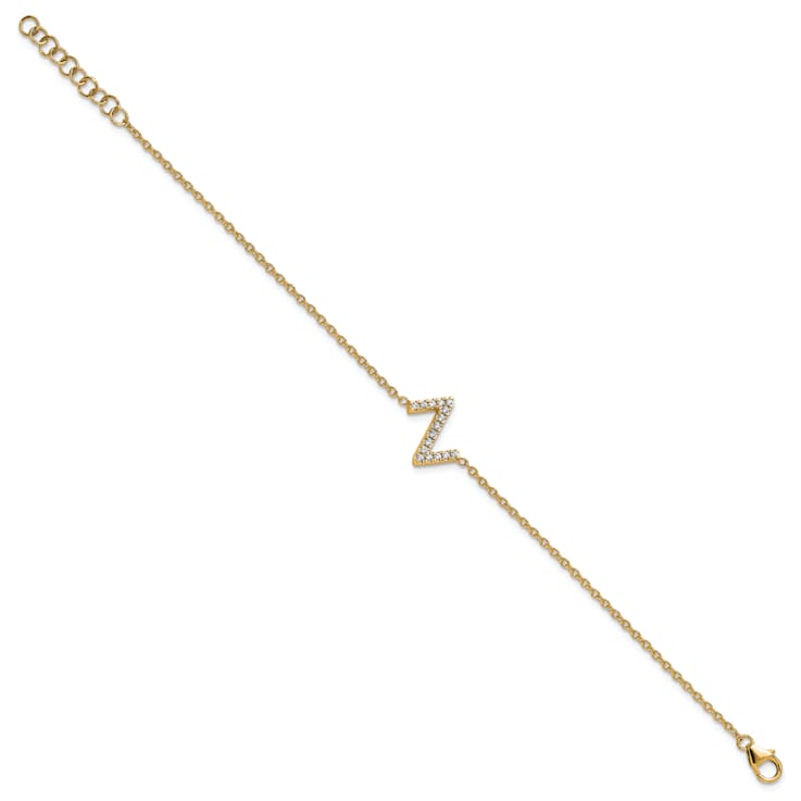 14k Yellow Gold Diamond Sideways Letter Z Bracelet