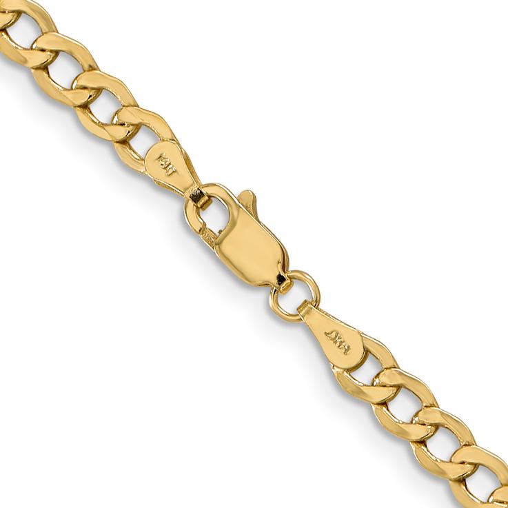 14k Yellow Gold 4.3mm Semi-Solid Curb Link Chain 22"