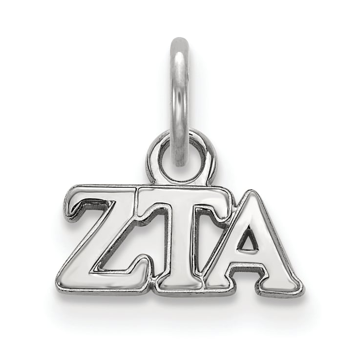 Rhodium Over Sterling Silver LogoArt Zeta Tau Alpha Extra Small Pendant