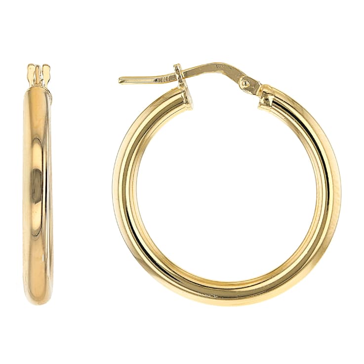 Set Of 3 Tube Hoop Earrings In 18K Gold Over Bronze