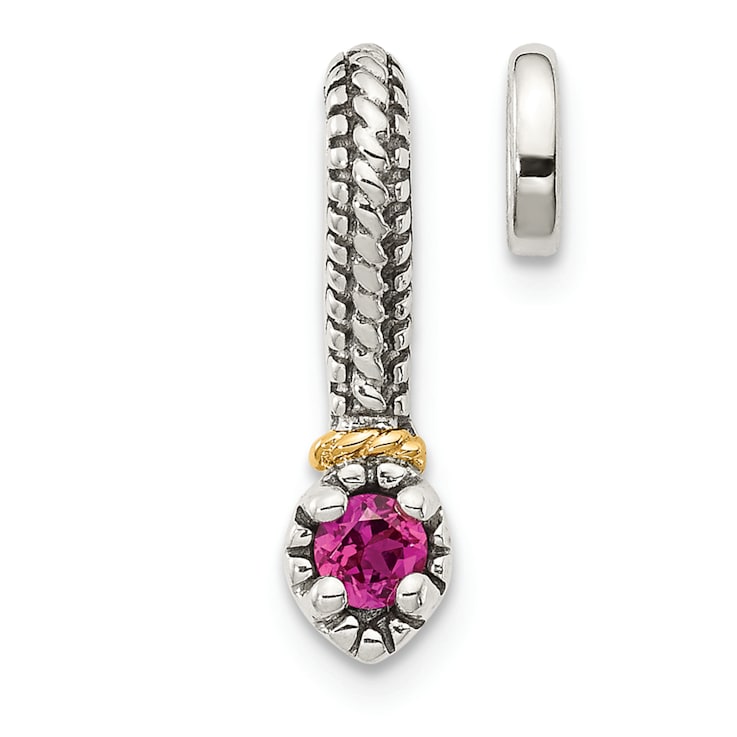 Rhodium Over Sterling Silver Antiqued with 14k Accent Polish Created
Ruby Chain Slide Pendant