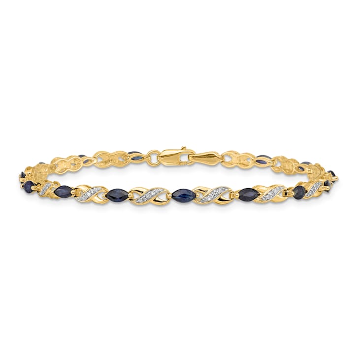 14k Yellow Gold and Rhodium Over 14k Yellow Gold Diamond and Sapphire
Infinity Bracelet