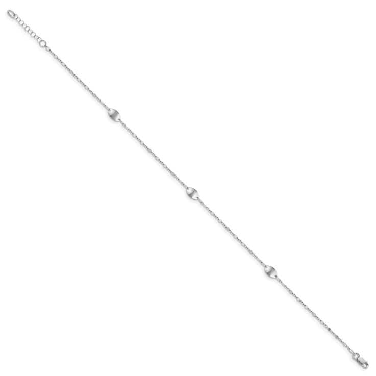 14K White Gold Polished with 1-inch Extension Anklet