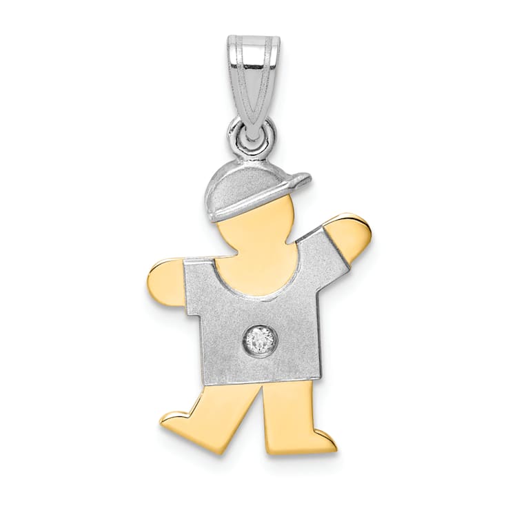 14k Yellow Gold and 14k White Gold Diamond Kid Pendant