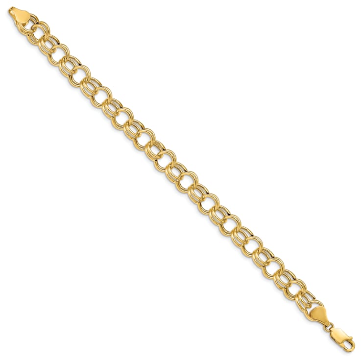 14k Yellow Gold 8.5mm Double Link Charm Bracelet