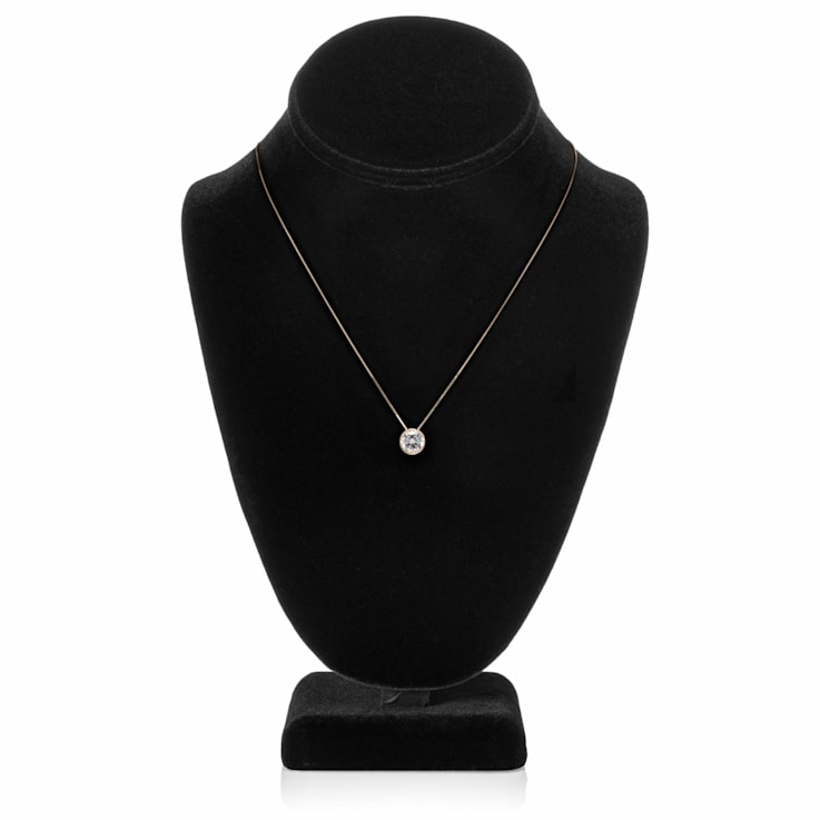 White Cubic Zirconia 14k Yellow Gold Pendant With Chain 1.50ctw