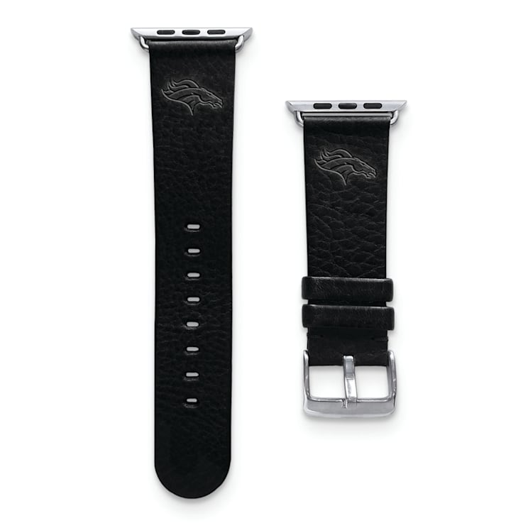 Gametime Denver Broncos Leather Band fits Apple Watch 42 44mm M L Black Watch not included. 1922FJ