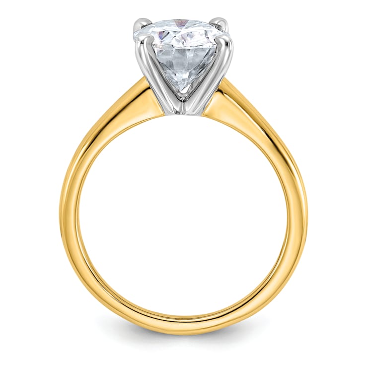 14K Yellow Gold With White Gold Accents 3 ct. D E F Pure Light Oval
Moissanite Solitaire Ring