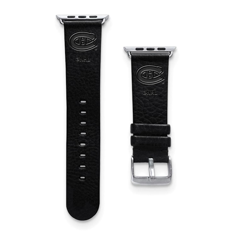 Gametime NHL Montreal Canadiens Black Leather Apple Watch Band (38/40mm
M/L). Watch not included.