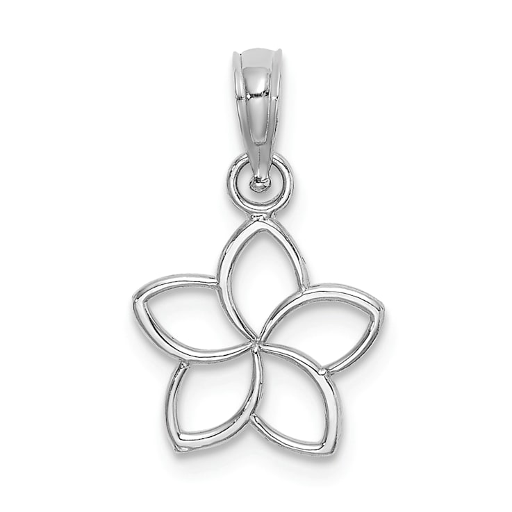 Rhodium Over 14k White Gold Cut-out Flower Pendant
