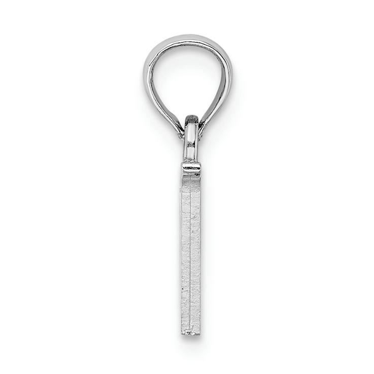 Rhodium Over 14k White Gold Polished Block Letter V Initial Pendant