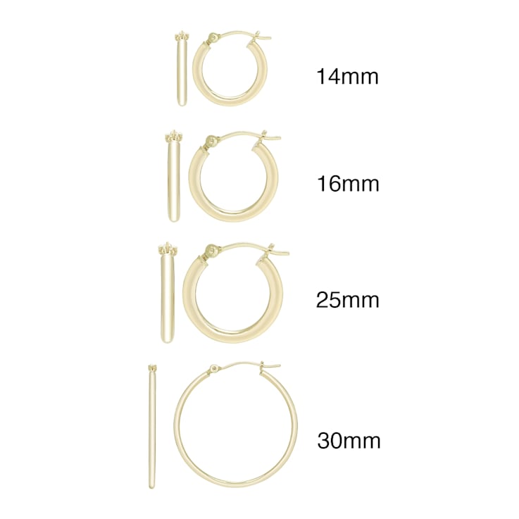 14k Gold Lightweight 2 mm Hoop Earrings - 12MM