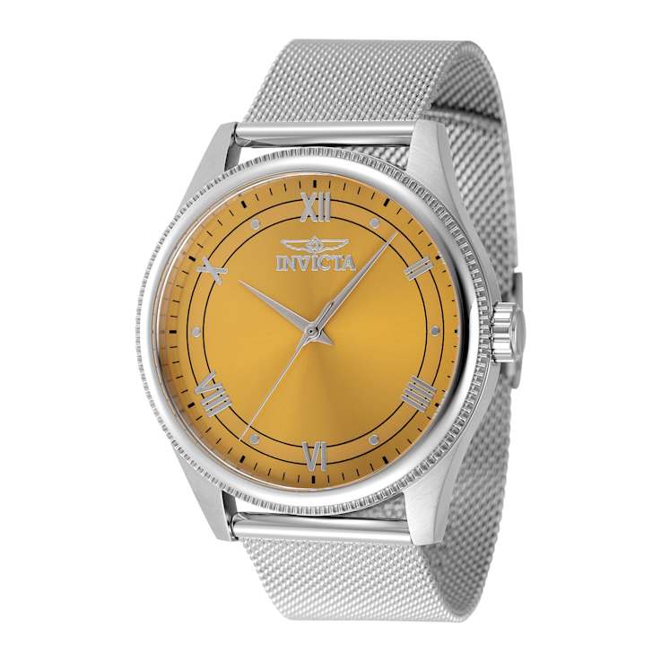 Invicta Celestial 43mm Yellow Dial Stainless Steel Band Quartz Watch