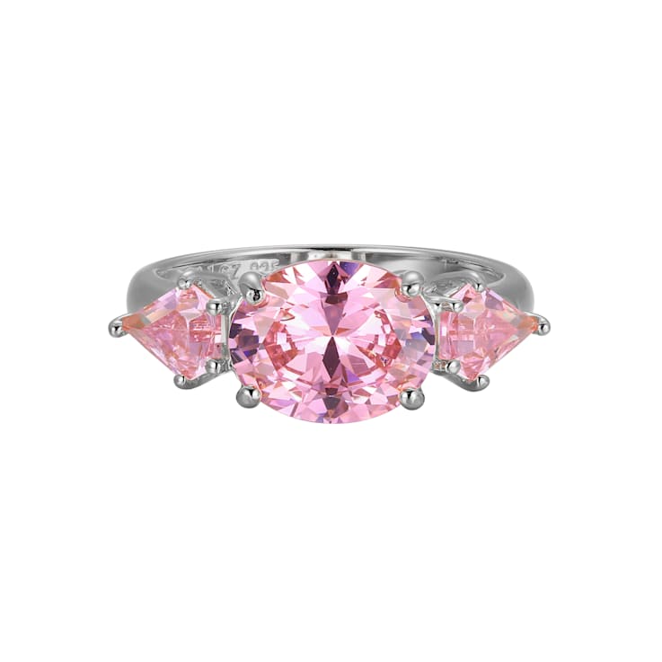 Pink Cubic Zirconia Platinum Over Sterling Silver October Birthstone
Ring 5.62ctw