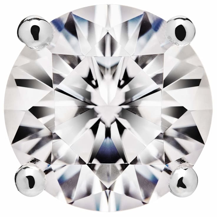 White Cubic Zirconia 14k White Gold Single Stud With Velvet Gift Box 1.30ctw
