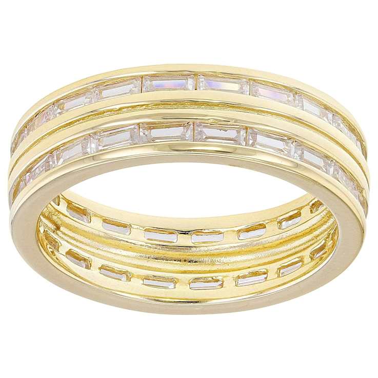 CZ Eternity Band Ring In 18K Gold Over Sterling Silver 3.24ctw