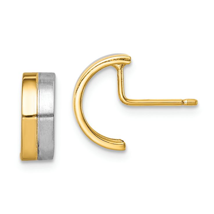 14k Yellow Gold and Rhodium Over 14k Yellow Gold 7/16" Half Circle
Hoop Earrings