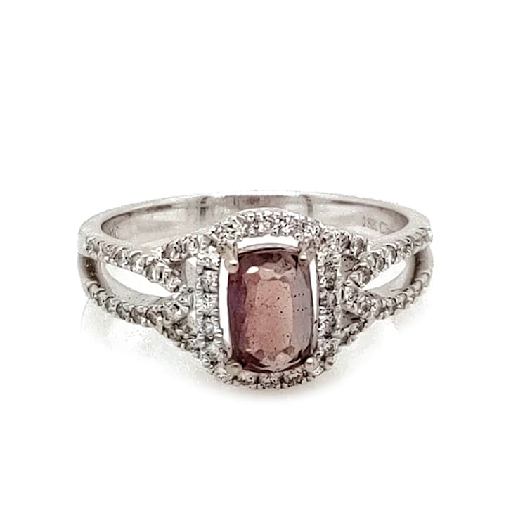 1.52 Ctw Alexandrite and 0.35 Ctw White Diamond Ring in 18K WG
