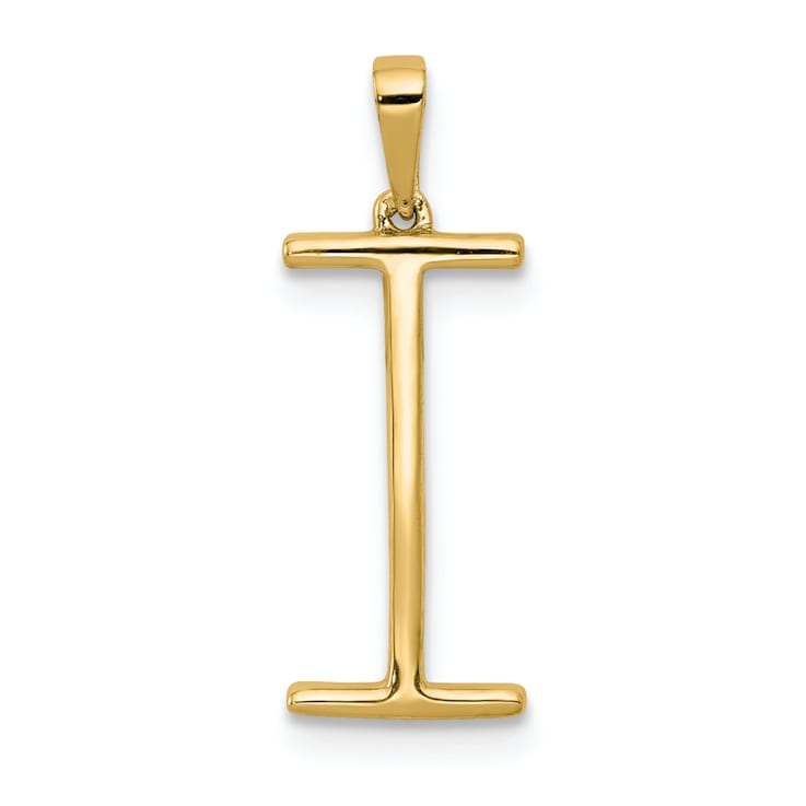 14K Yellow Gold Diamond Letter I Initial Pendant