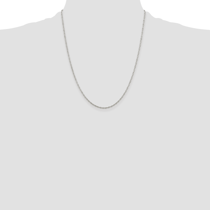 Sterling Silver 1.4mm Singapore Chain with 4-inch Extension Necklace