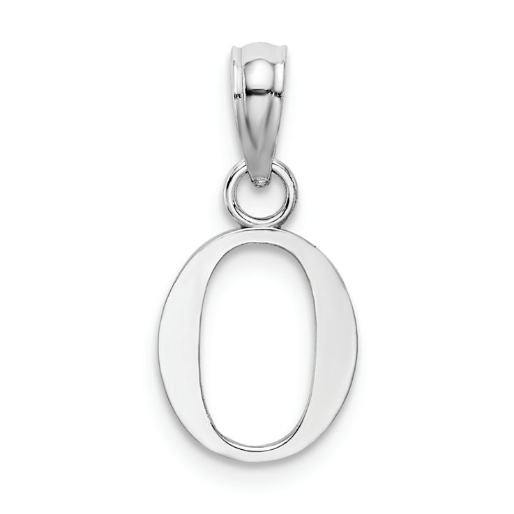 Rhodium Over 14k White Gold Polished Block Letter O Initial Pendant