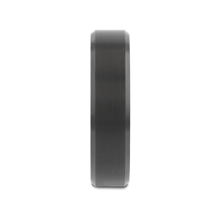ELISE Black Tungsten Ring with Polished Beveled Edges and Brush Finished
Center 6mm