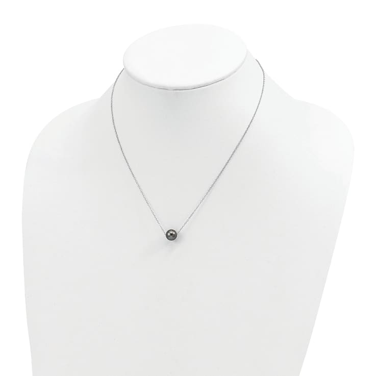 Rhodium Over Sterling Silver 8-9mm Semi-round Tahitian Saltwater
Cultured Pearl Necklace