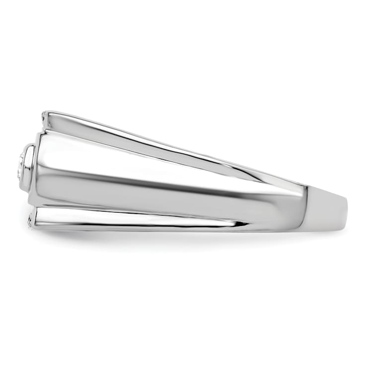 Rhodium Over 14K White Gold Lab Grown Diamond Men's Ring