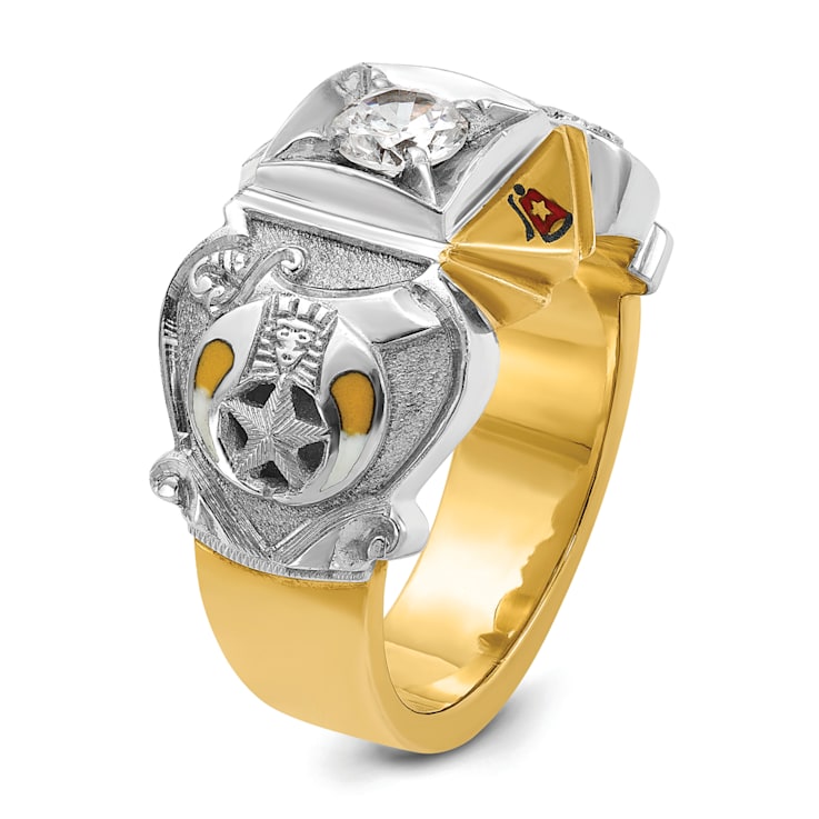 10K Two-tone Yellow and White Gold Men's Enamel and Diamond Knights
Templar Shriner's Ring 0.349ctw