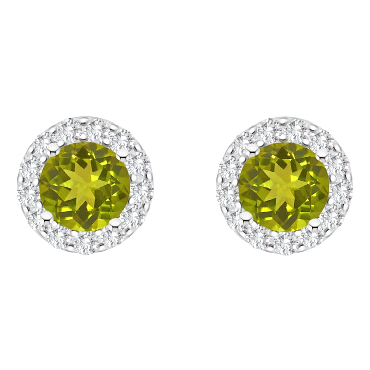 7mm Round Peridot And White Topaz Accent Rhodium Over Sterling Silver
Halo Stud Earrings