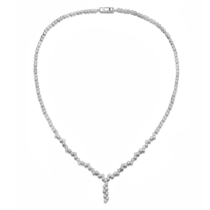 Princess-Cut CZ Zigzag Chain Necklace In Sterling Silver