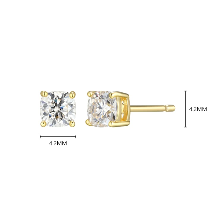 Square Cushion Cut Moissanite 14k Yellow Gold Over Silver Stud Earrings
0.66ctw DEW