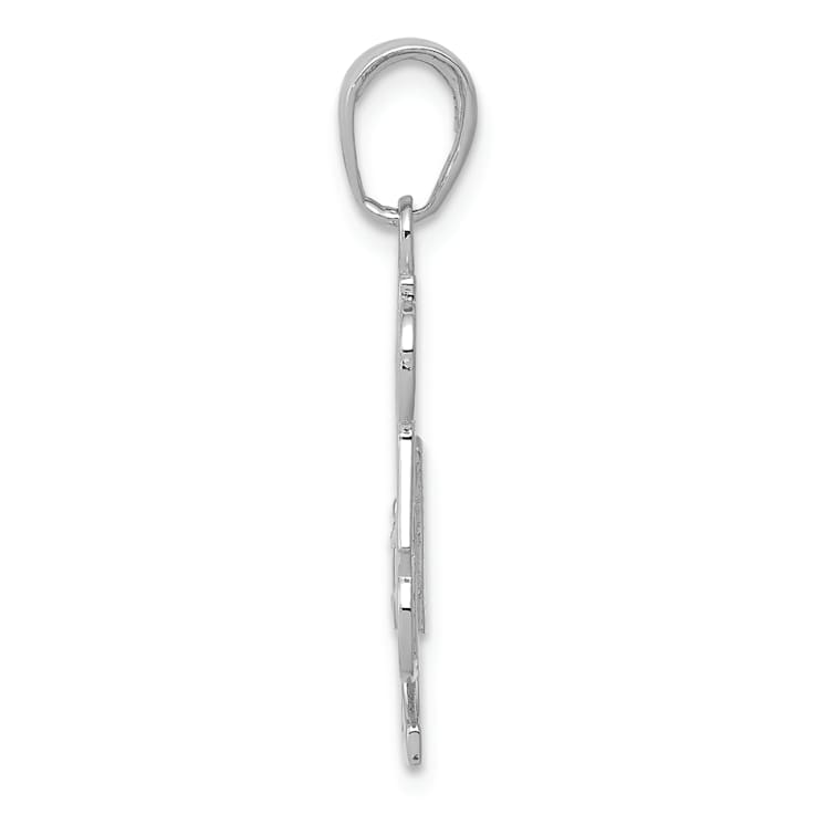 Rhodium Over 14K White Gold Number 1 DAD Charm