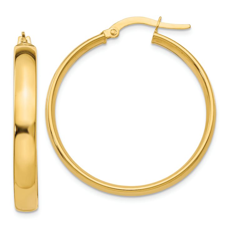 14k Yellow Gold 1" Polished Hoop Earrings