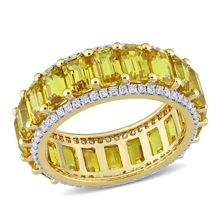 Yellow Sapphire and Diamond 14K Yellow Gold Ring 12.54ctw