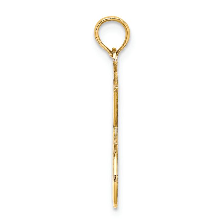 14k Yellow Gold Textured Double Tennis Racket with Ball Charm