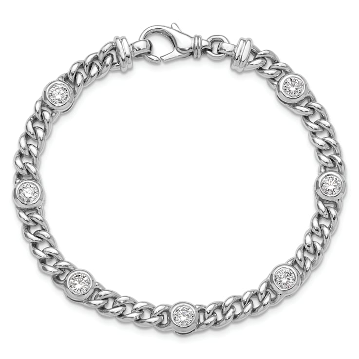 Rhodium Over 18K White Gold Diamond Curb 7.5-inch Bracelet 1.75ctw