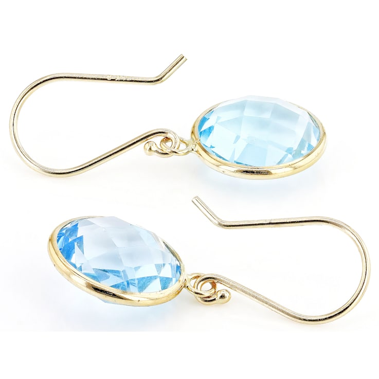 Blue Topaz 14k Yellow Gold Dangle Earrings 10.00ctw
