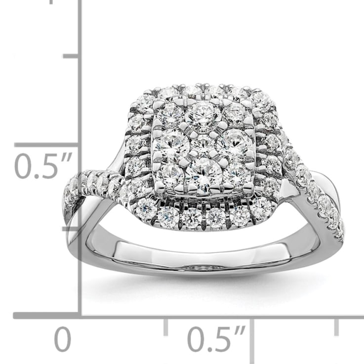 Rhodium Over 14K White Gold Lab Grown Diamond VS/SI GH, Cluster Ring 0.991ctw