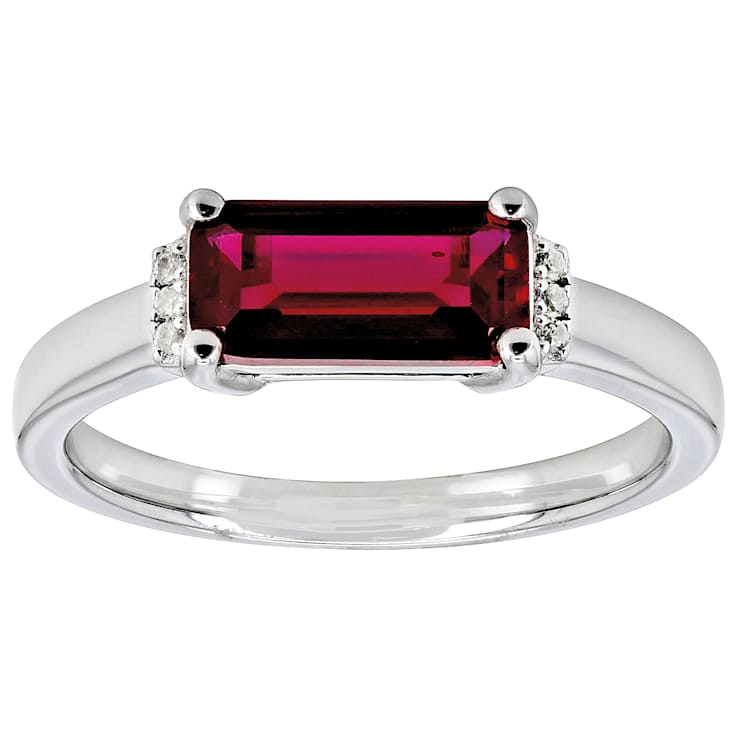 Lab-Created Ruby East-West Band Ring In Sterling Silver